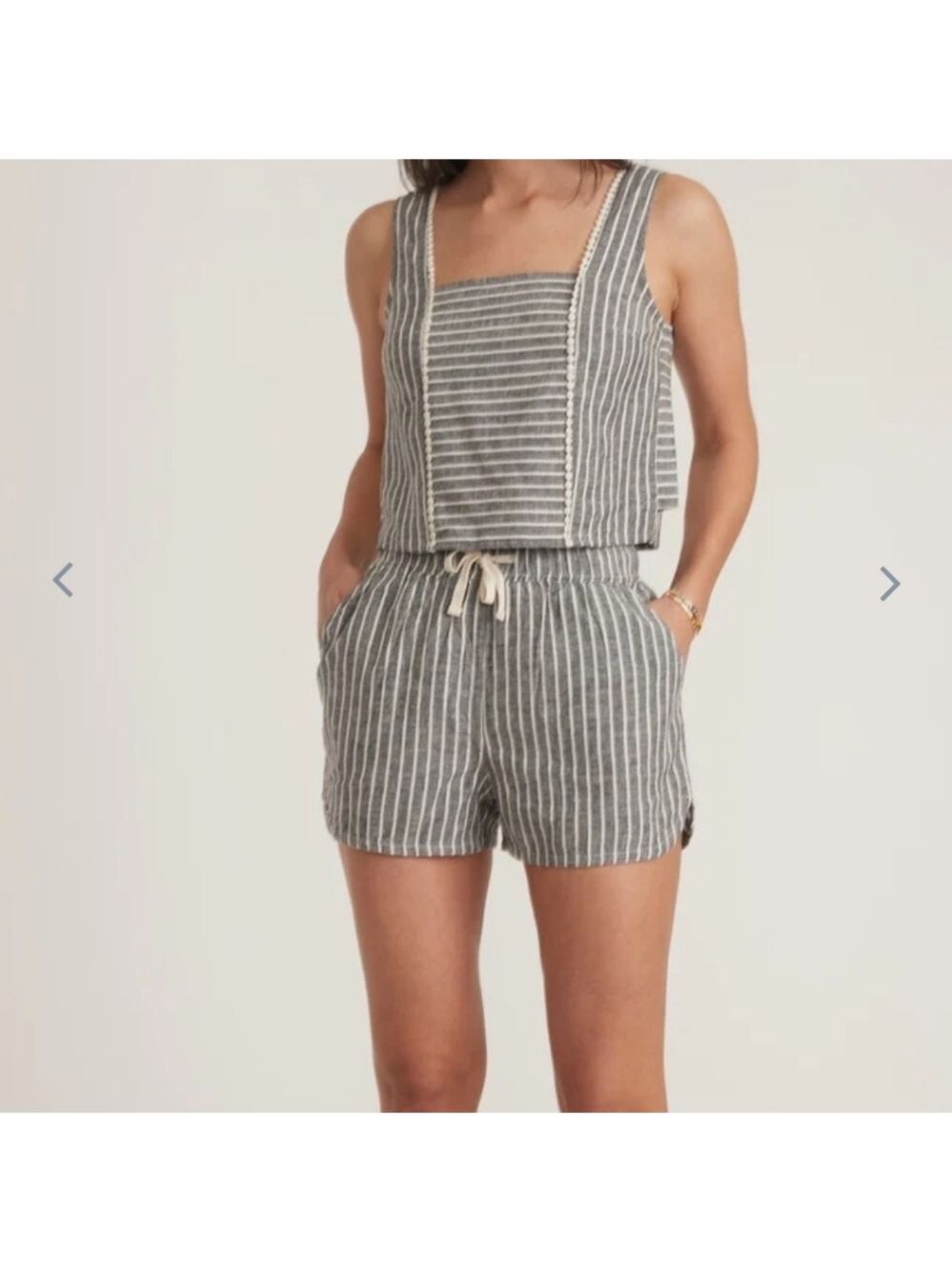 Marine Layer Black Cream Stripe Beach Short - Picture 2 of 8